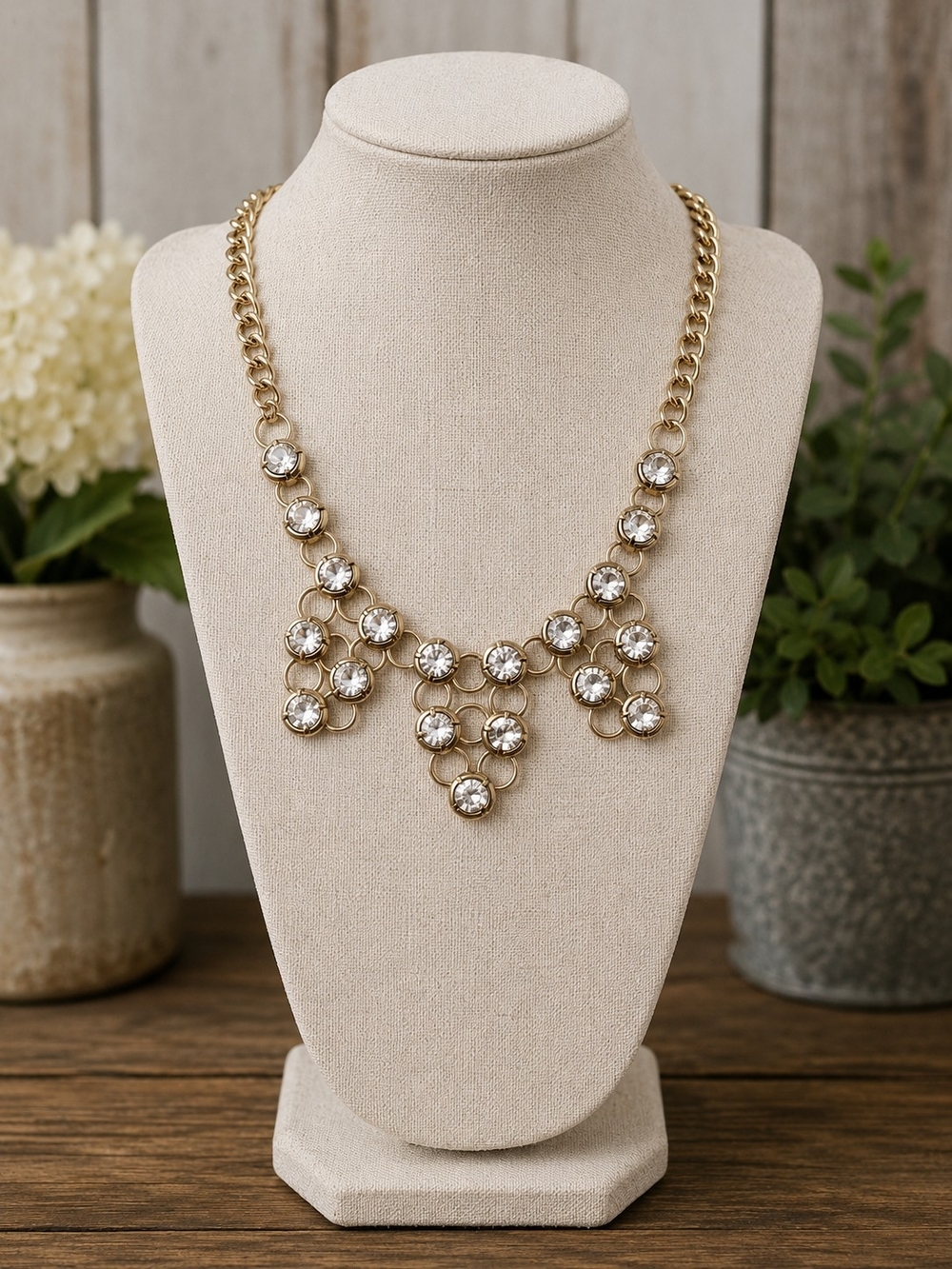 Gold Crystal Statement Necklace - Women Jewelry